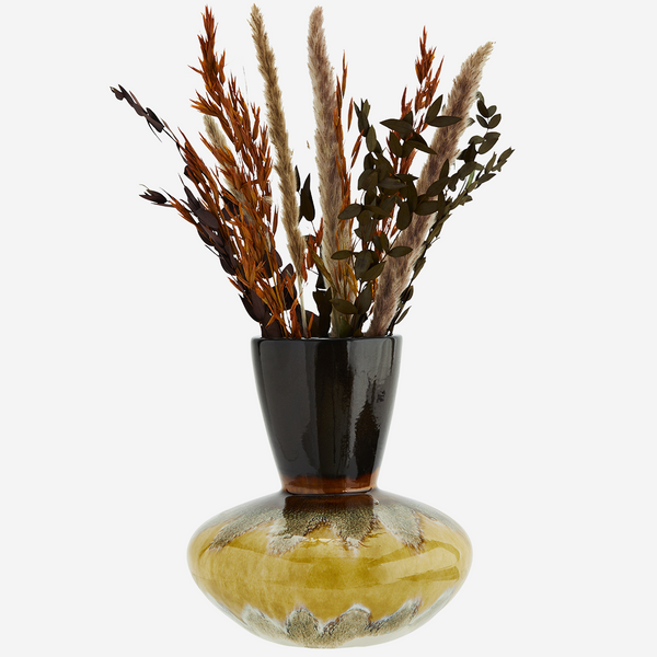 Stoneware Vase Yellow/Brown