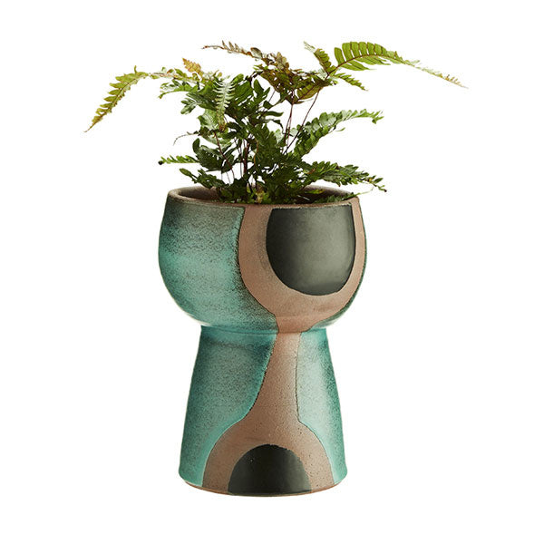 Terracotta Vase with Green/Black Print