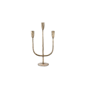 Trident Antique Brass Candle Holder