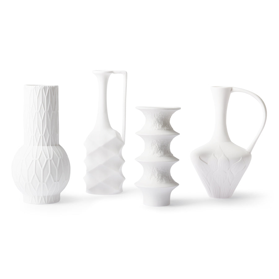 Matt White Porcelain Vases Set of 4