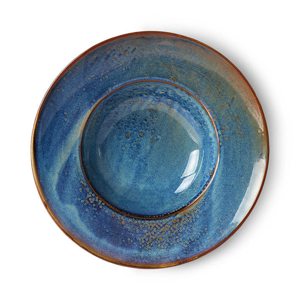 Ceramic Pasta Plate Rustic Blue