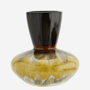 Stoneware Vase Yellow/Brown
