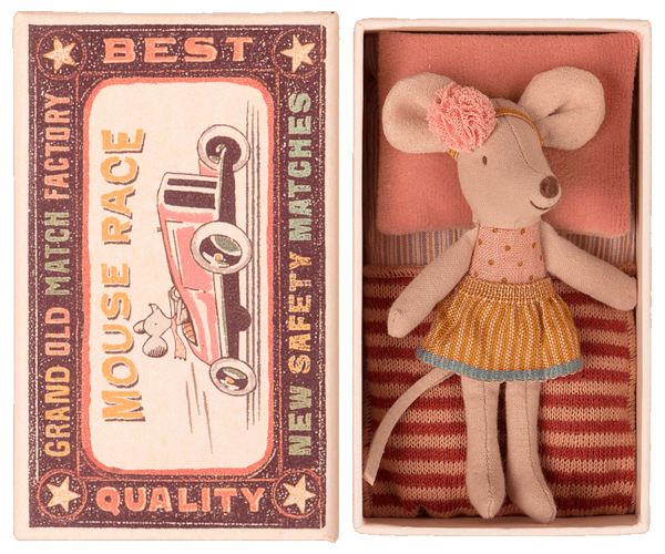 Little sister mouse in matchbox