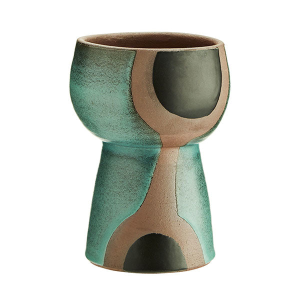 Terracotta Vase with Green/Black Print