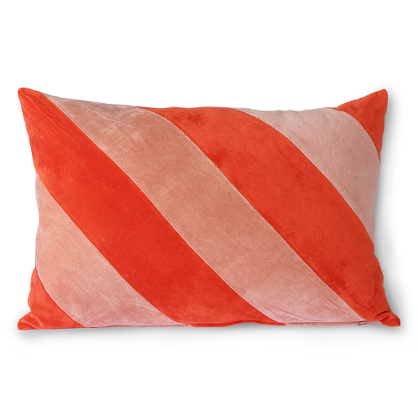 Striped Velvet Cushion Red