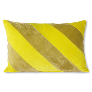 Striped Velvet Cushion Yellow
