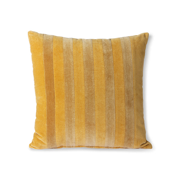 Striped Velvet Cushion Ochre/Gold
