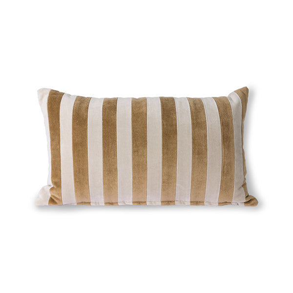 Striped Velvet Cushion Brown Small